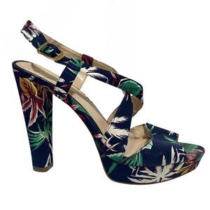 Bakers MCCOY Navy Tropical Print Heels Size 10
